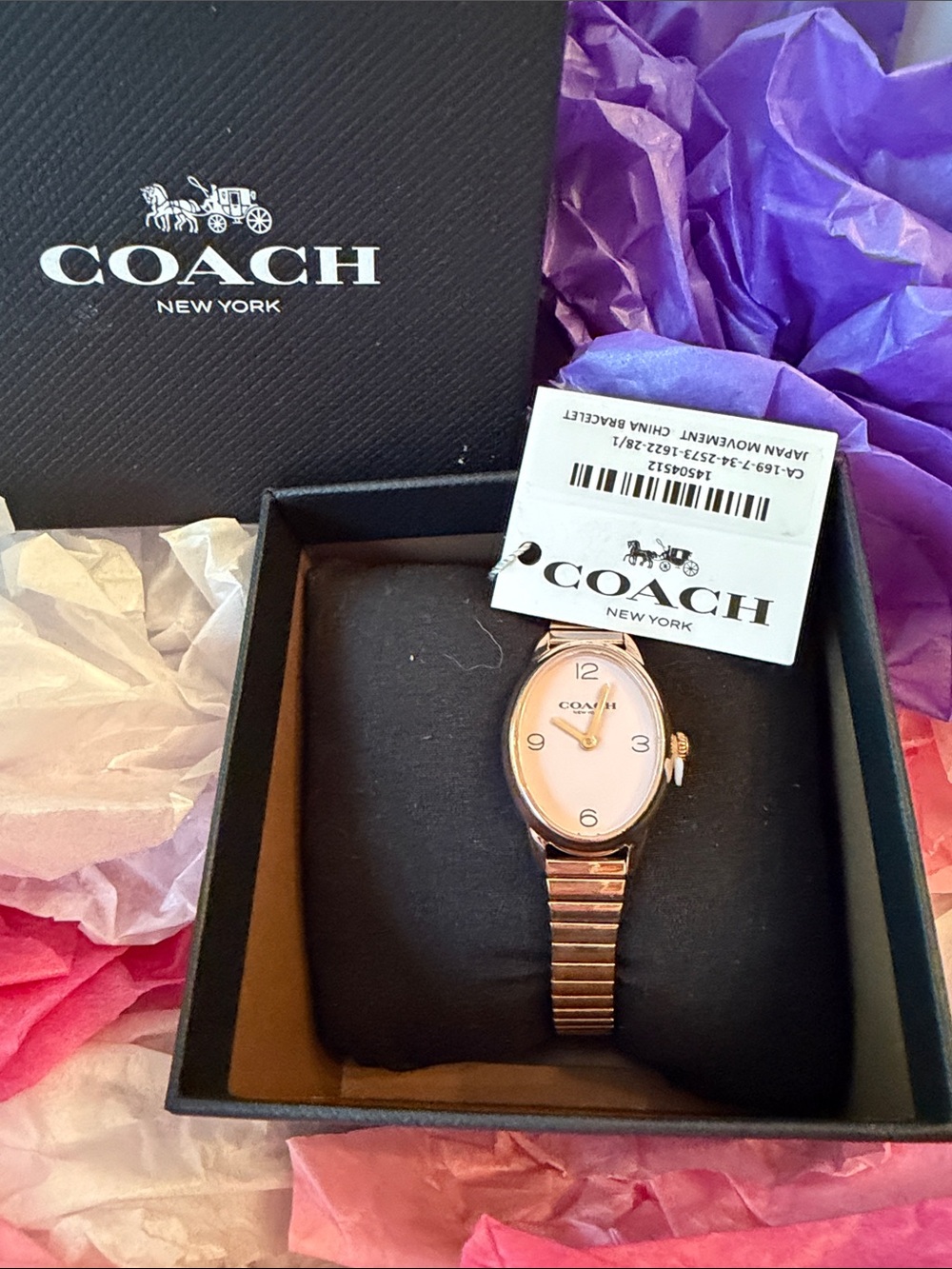 Coach Rose Gold and Pink Oval Dial Women's Bracelet Watch NWT & Box